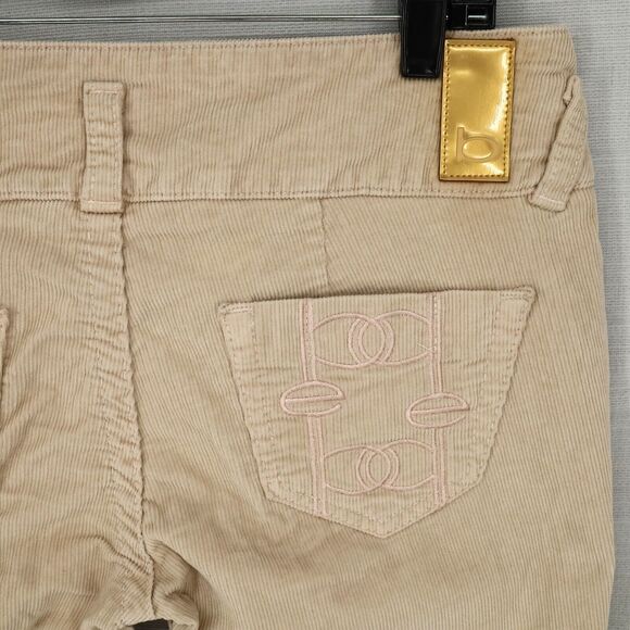 Bebe Pants Womens 25 Waist Beige Stretch Corduroy Ankle Crop Low Rise Pockets - Picture 10 of 15
